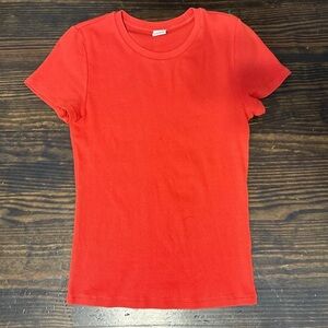 Aritzia Bright Coral Crew Neck Top